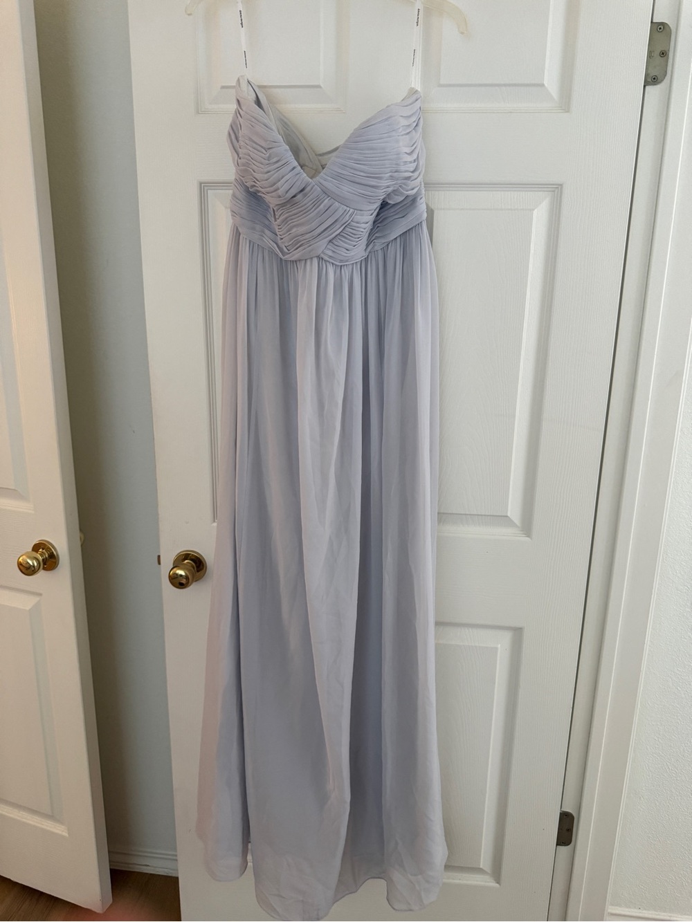 Light Grey Ruched Bodice Chiffon Gown